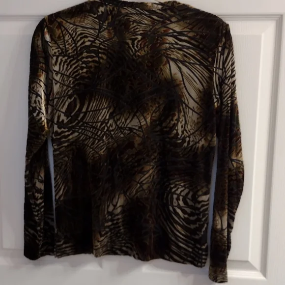 Animal Print Velvet Burnout Top Size Small Chico's Size 0 - Picture 3 of 4